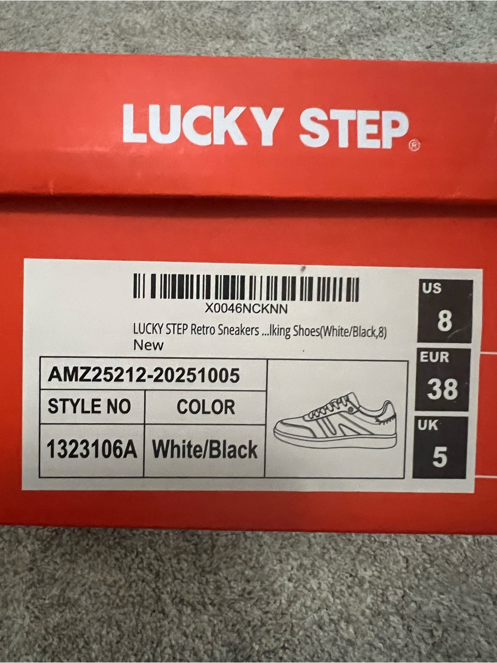 Lucky Step Retro White Sneakers with Black Side Accents Sports, Athleisure 8 - Picture 8 of 8